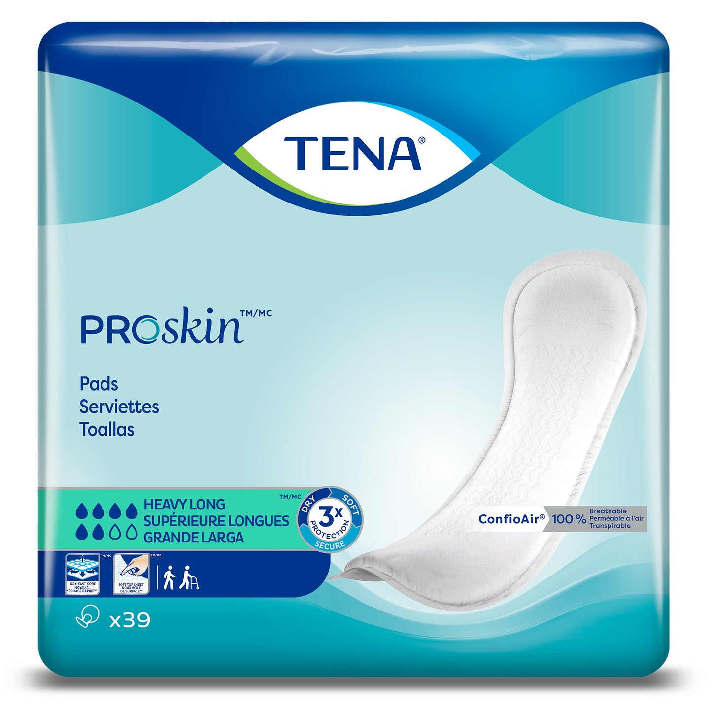 TENA ProSkin™ Heavy Long Disposable Adult Unisex 15" Bladder Control Pad, Heavy Absorbency (47619)
