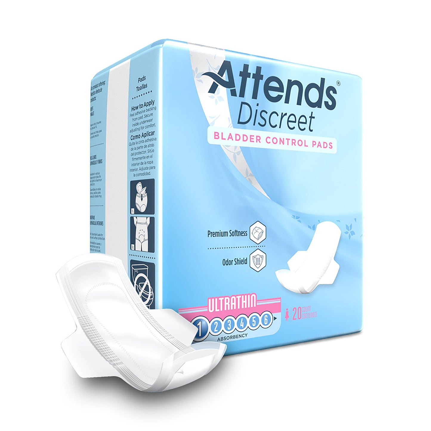 Attends® Discreet Female Disposable Bladder Control Pads - 9 Inch, Light Absorbency (ADPTHIN)