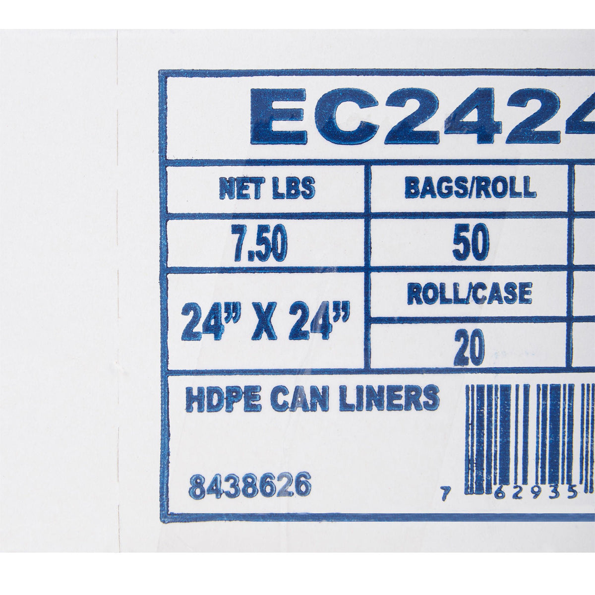 McKesson 24 x 24 Inch Clear Plastic Trash Bag (EC2424N)