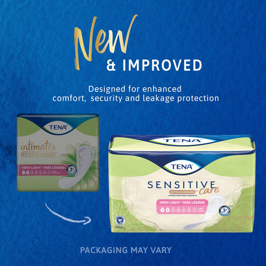 TENA Sensitive Care™ Extra Coverage Disposable Adult Female 9" Bladder Control Pad, Light Absorbency (54291)