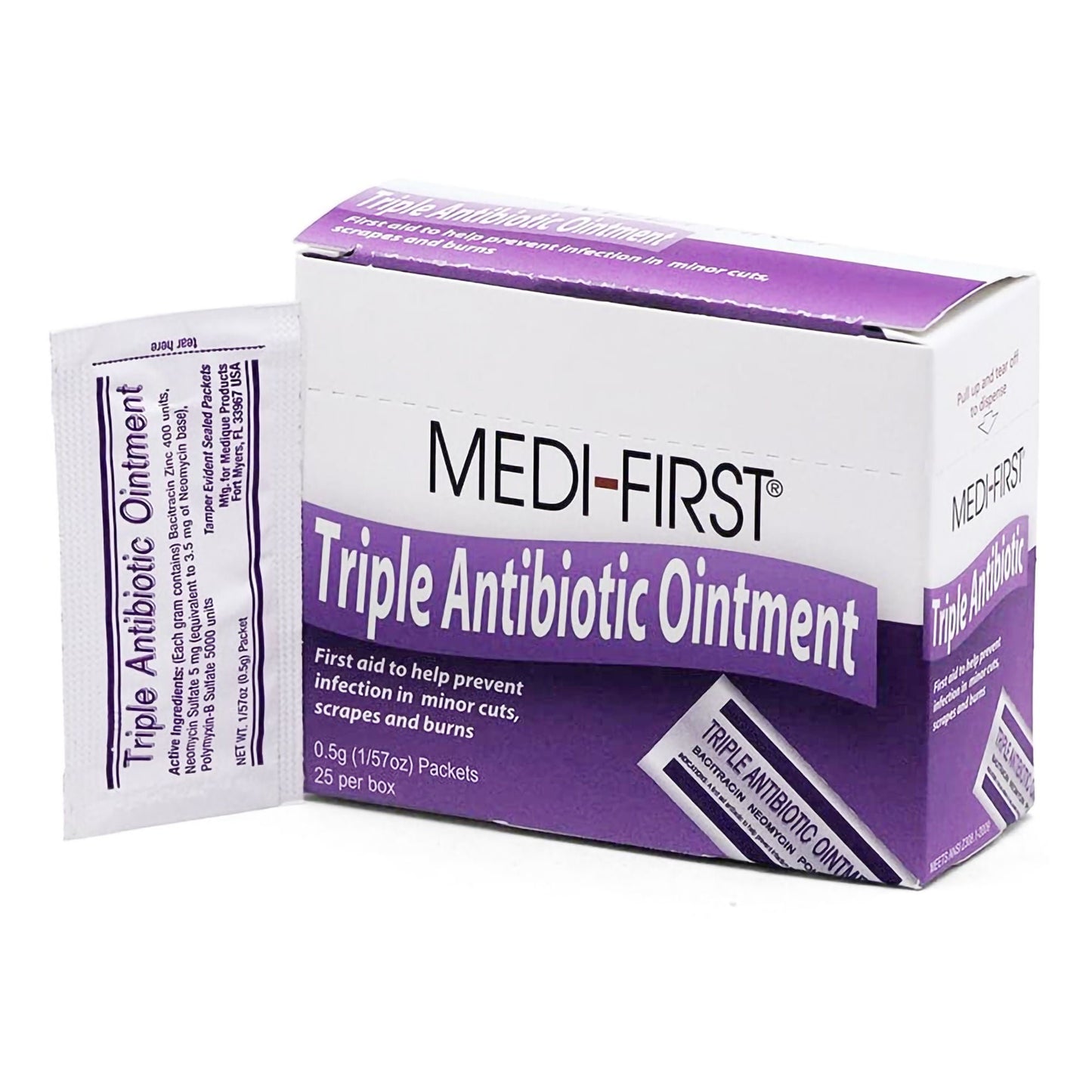 Medi-First® 0.5g Ointment Bacitracin / Neomycin / Polymyxin B First Aid Antibiotic, Individual Packet (22373)