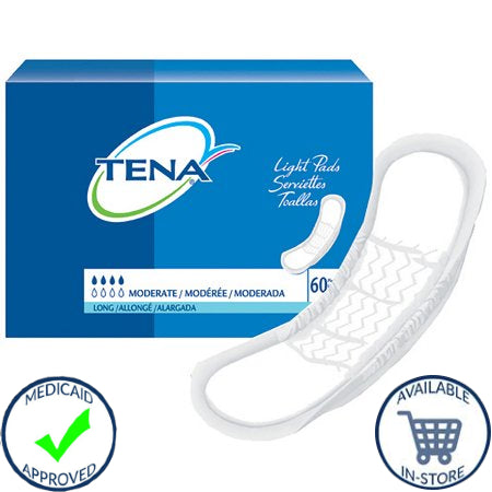 TENA® Moderate Long Unisex Disposable Bladder Control Pads - 12 Inch, Light Absorbency