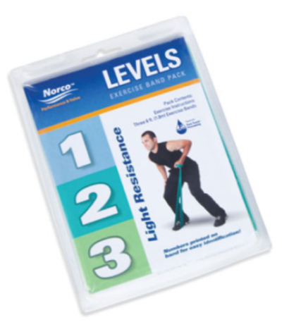 Norco® LEVELS™ Exercise Band Resistance Pack -Light Resistance Pack - 3 levels