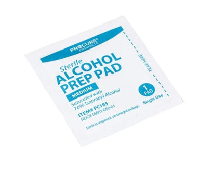 Procure 2-Ply Sterile 70% Isopropyl Alcohol Prep Pads, Medium (PC185)