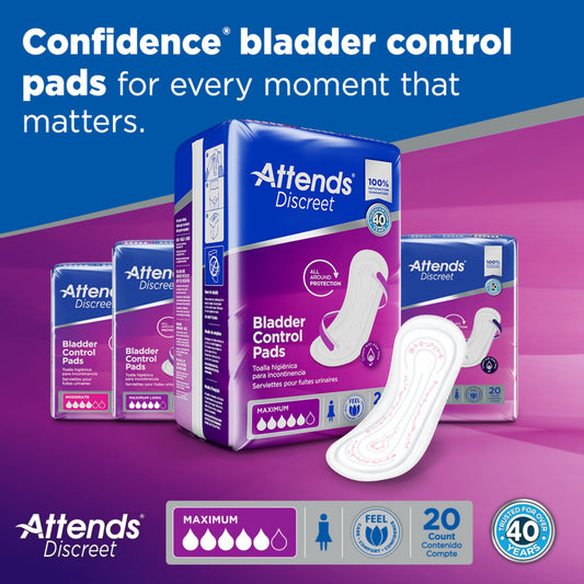 Attends® Discreet Maximum Disposable Adult Female 13" Bladder Control Pad, Heavy Absorbency (ADPMAX)