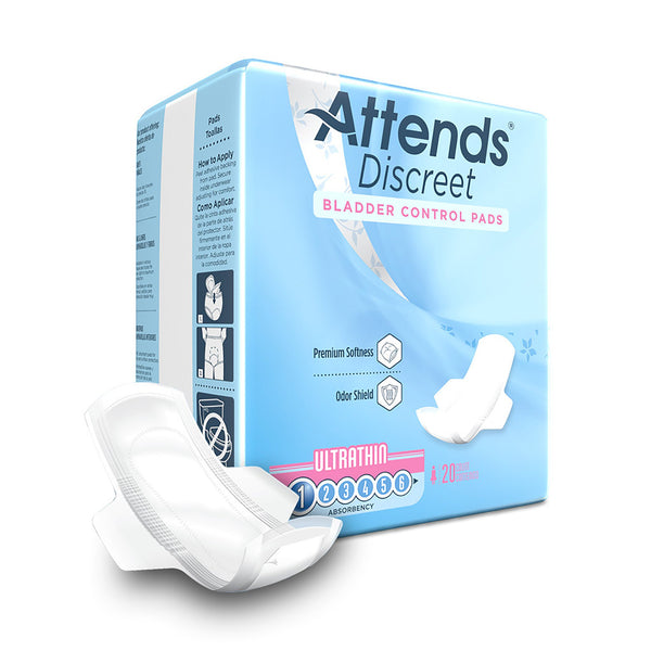Attends® Discreet Female Disposable Bladder Control Pads - 9 Inch, Light Absorbency (ADPTHIN)
