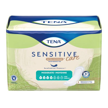 TENA Sensitive Care Extra Coverage Long Disposable Adult Female 12" Bladder Control Pad, Moderate Absorbency (54375)