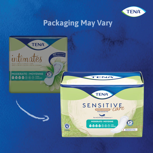 TENA Sensitive Care Extra Coverage Long Disposable Adult Female 12" Bladder Control Pad, Moderate Absorbency (54375)