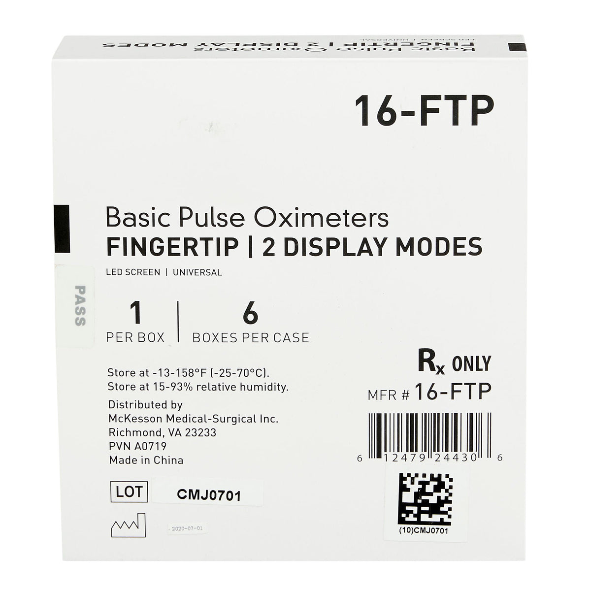 McKesson Adult / Pediatric Battery-Operated LED Display Fingertip Pulse Oximeter (16-FTP)