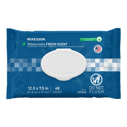 McKesson® Fresh Scent Washcloths Disposable Personal Cleansing Wipes (WPW48)