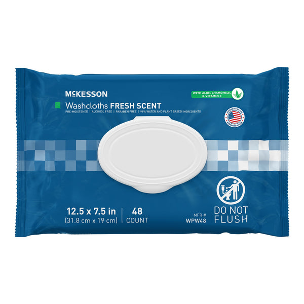 McKesson® Fresh Scent Washcloths Disposable Personal Cleansing Wipes (WPW48)