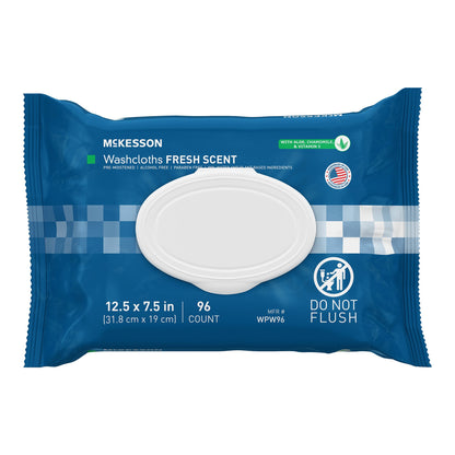 McKesson® Fresh Scent Washcloths Disposable Personal Cleansing Wipes, Soft Pack (WPW96)