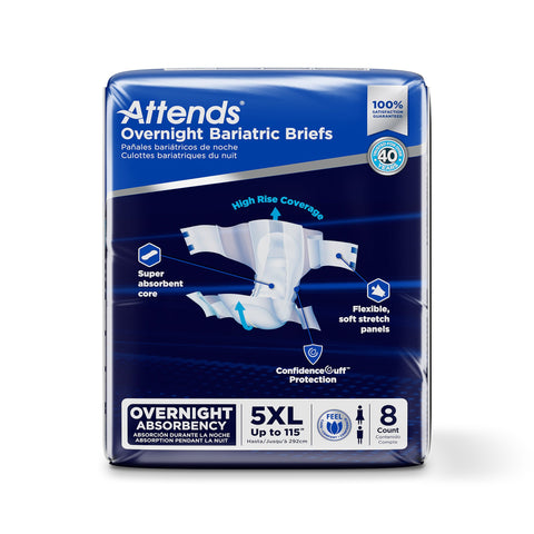 DD70 Attends® Overnight Bariatric Unisex Disposable Incontinence Briefs 5X Large, Heavy Absorbency