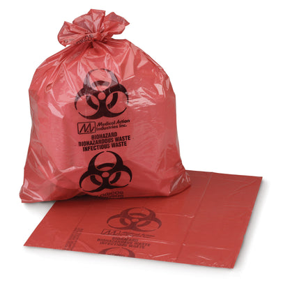 McKesson 24 x 24 Inch Red Biohazard Waste Bag w/ Biohazard Symbol / Infectious Waste (03-4550)