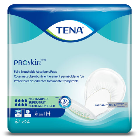 Incontinence Liner TENA ProSkin™ Night Super 27 Inch Length Heavy Absorbency Dry-Fast Core™ One Size Fits Most Adult Unisex Disposable