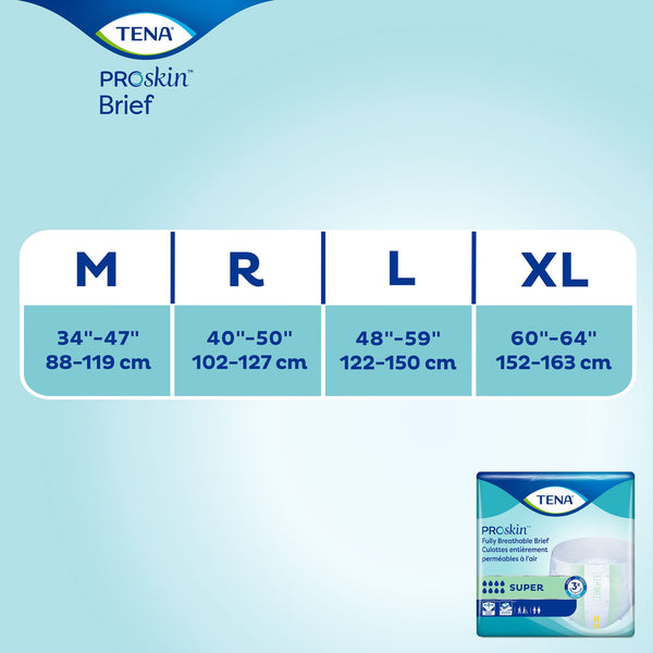 Unisex Adult Incontinent Brief TENA ProSkin™ Super, Tab Closure, Disposable, Heavy Absorbency