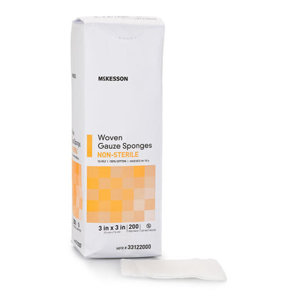 McKesson 3 x 3 Inch 12-Ply Nonsterile Cotton Gauze Sponge (33122000)
