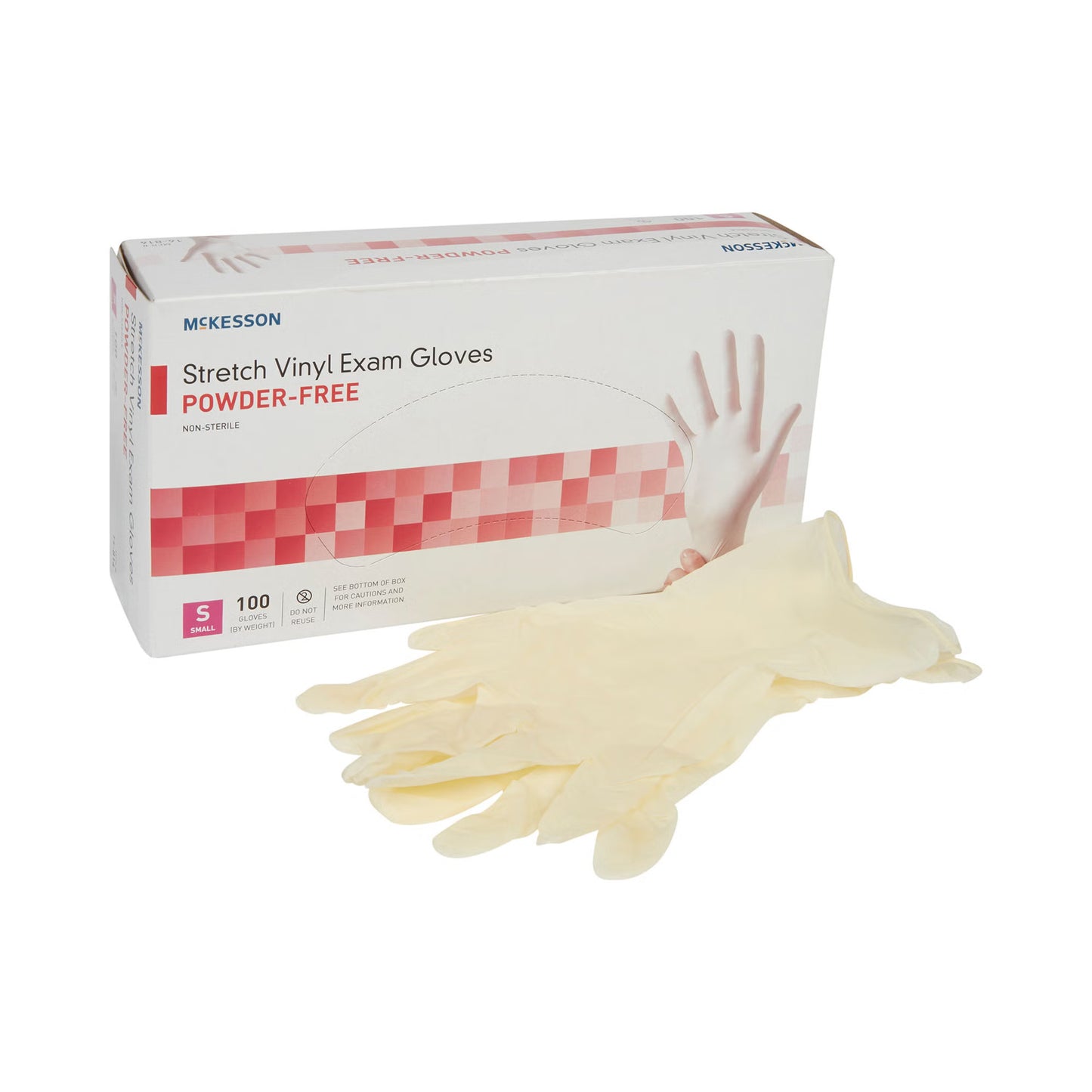 McKesson 9.84 Inch Stretch Vinyl Exam Gloves, Small (14-814)