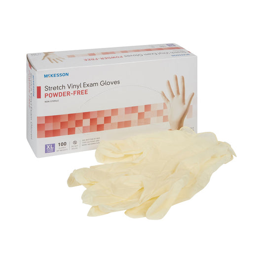 McKesson 9.84 Inch Stretch Vinyl Exam Gloves, XL (14-820)