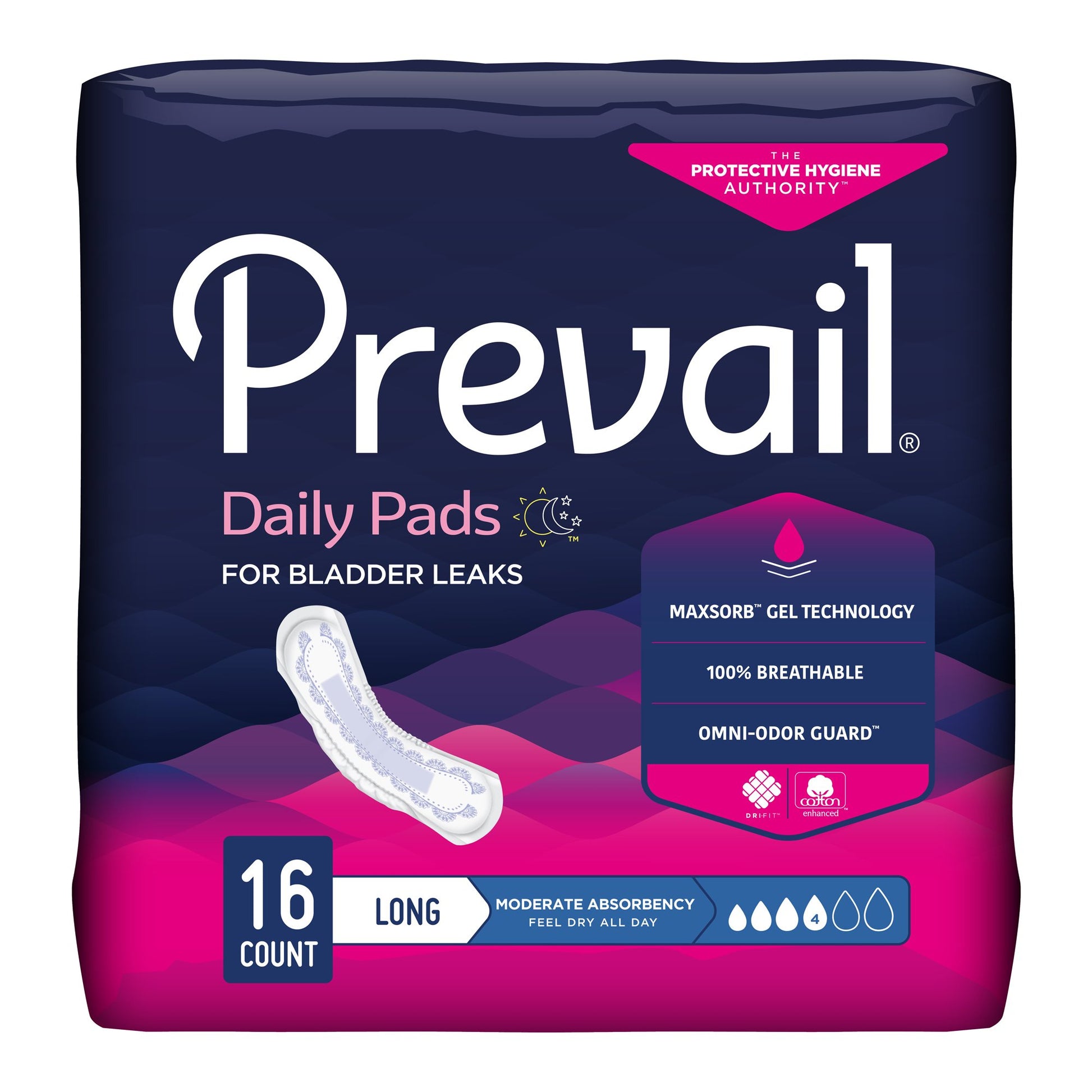 Prevail® Daily Pads Long Disposable Adult Female 12.5" Bladder Control Pads, Moderate Absorbency (BC-013)