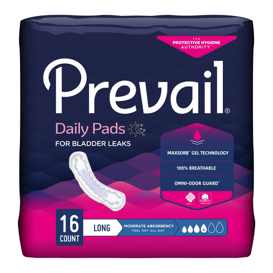 Prevail® Daily Pads Long Disposable Adult Female 12.5" Bladder Control Pads, Moderate Absorbency (BC-013)