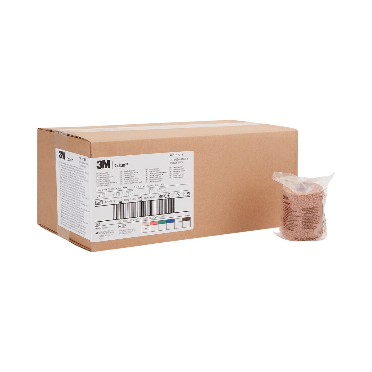 3M™ Coban™ 3 Inch x 5 Yard Nonsterile Self-Adherent and Cohesive Compression Bandage (1583)