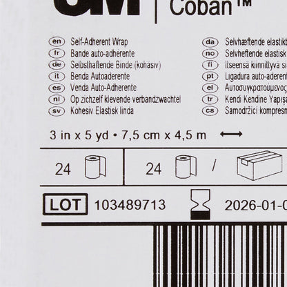 3M™ Coban™ 3 Inch x 5 Yard Nonsterile Self-Adherent and Cohesive Compression Bandage (1583)