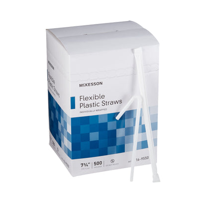 McKesson 7-3/4 Inch Plastic Disposable Flexible Drinking Straw (16-9550)