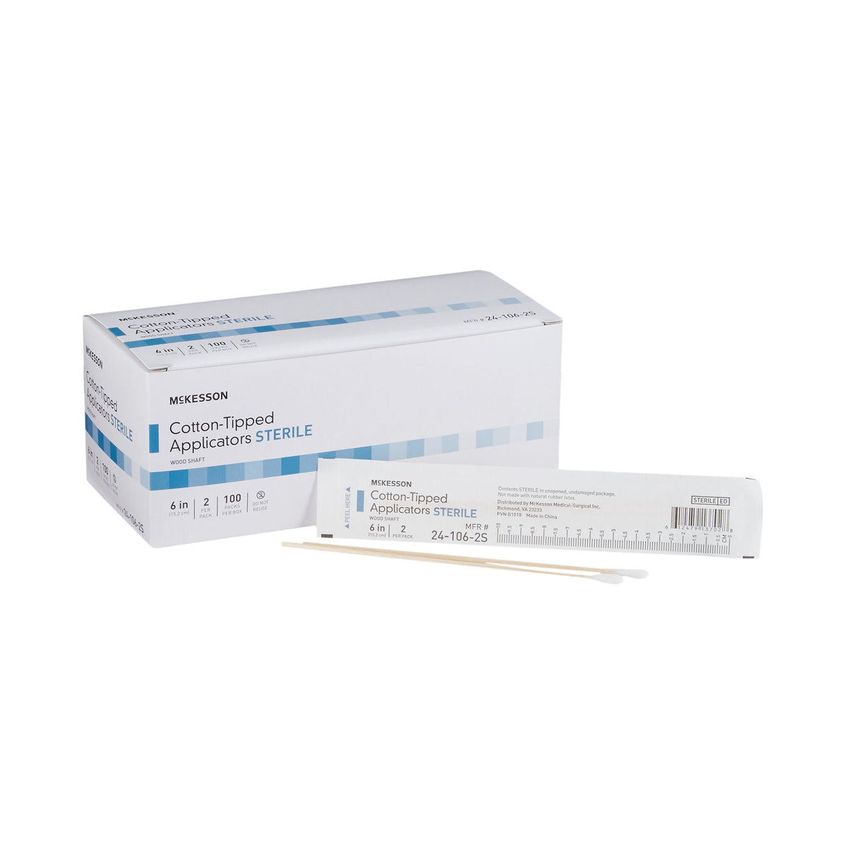 McKesson 6 Inch Sterile Single End Tip Cotton Swabstick (24-106-2S)