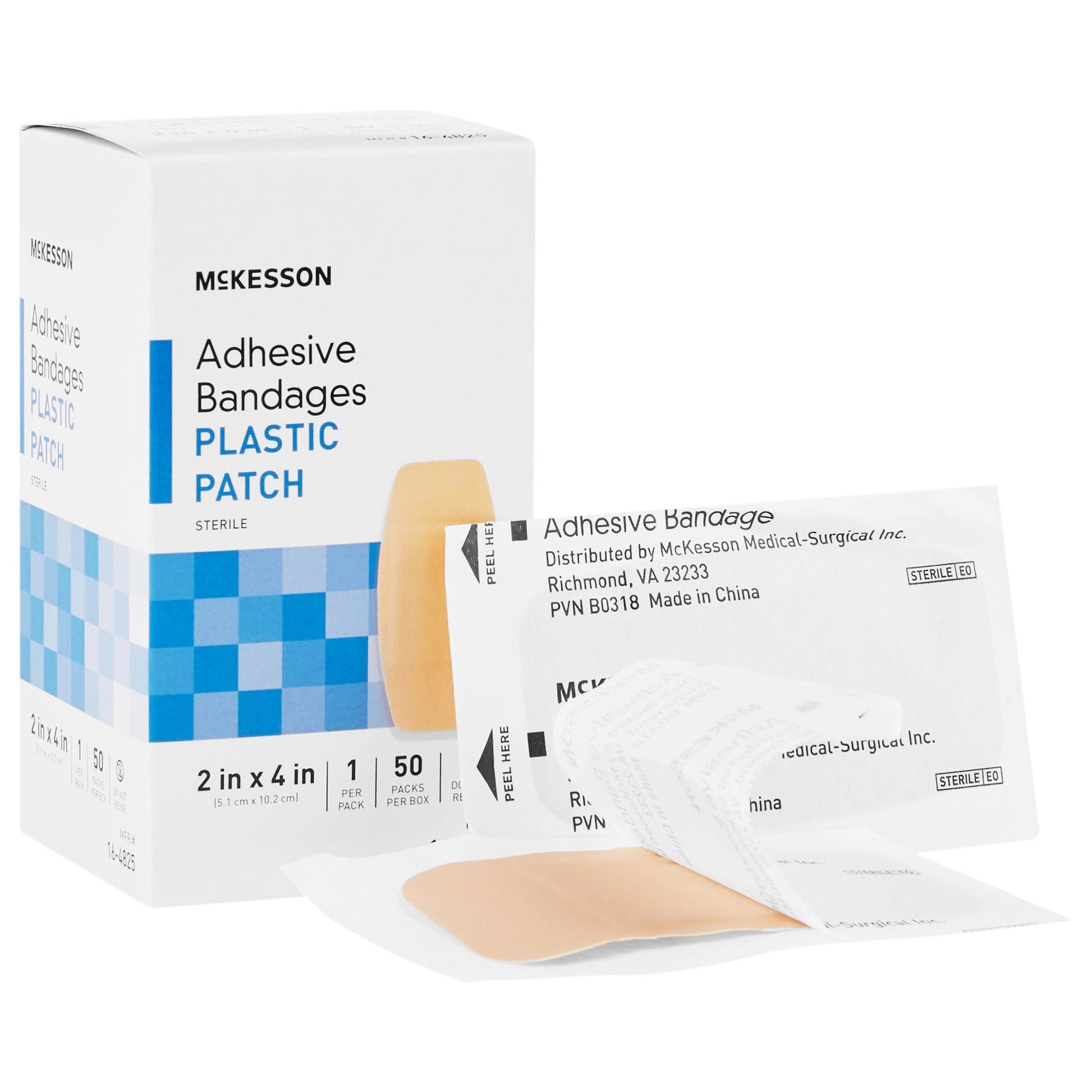 McKesson 2 x 4 Inch Rectangle Sterile Plastic Adhesive Strip, Tan (16-4825)