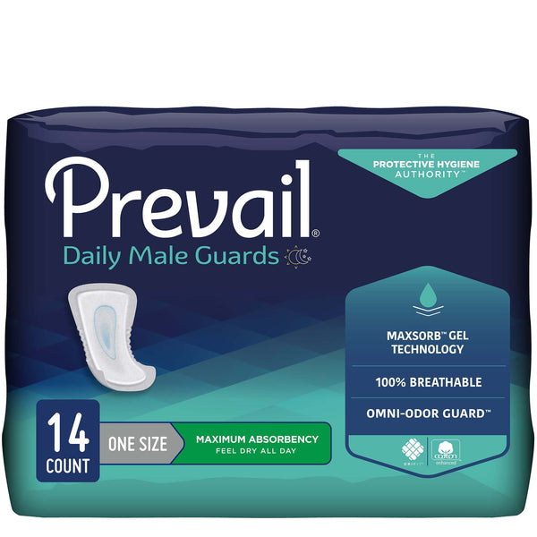 Prevail® Daily Male Guards Bladder Control Pad 12.5 Inch Length Heavy Absorbency Polymer Male Disposable (PV-811)