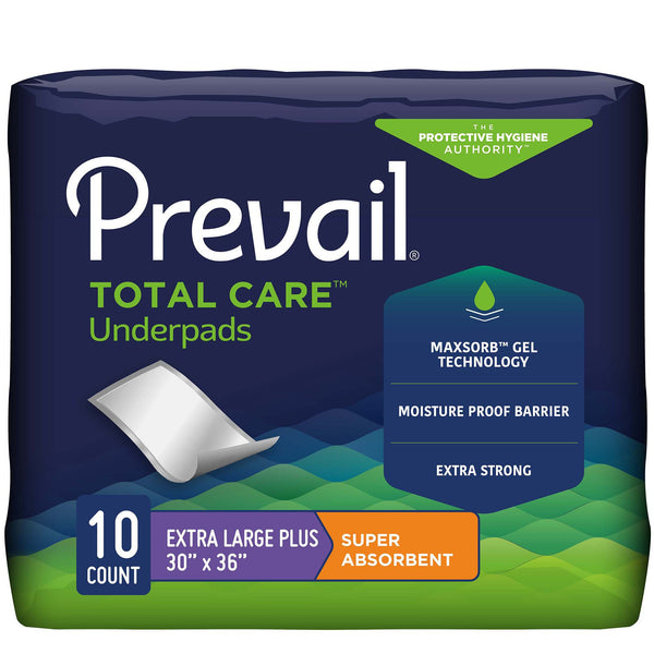 Prevail® Total Care™ 30 X 36 Inch Disposable Polymer Underpads, Heavy Absorbency (PV-410)