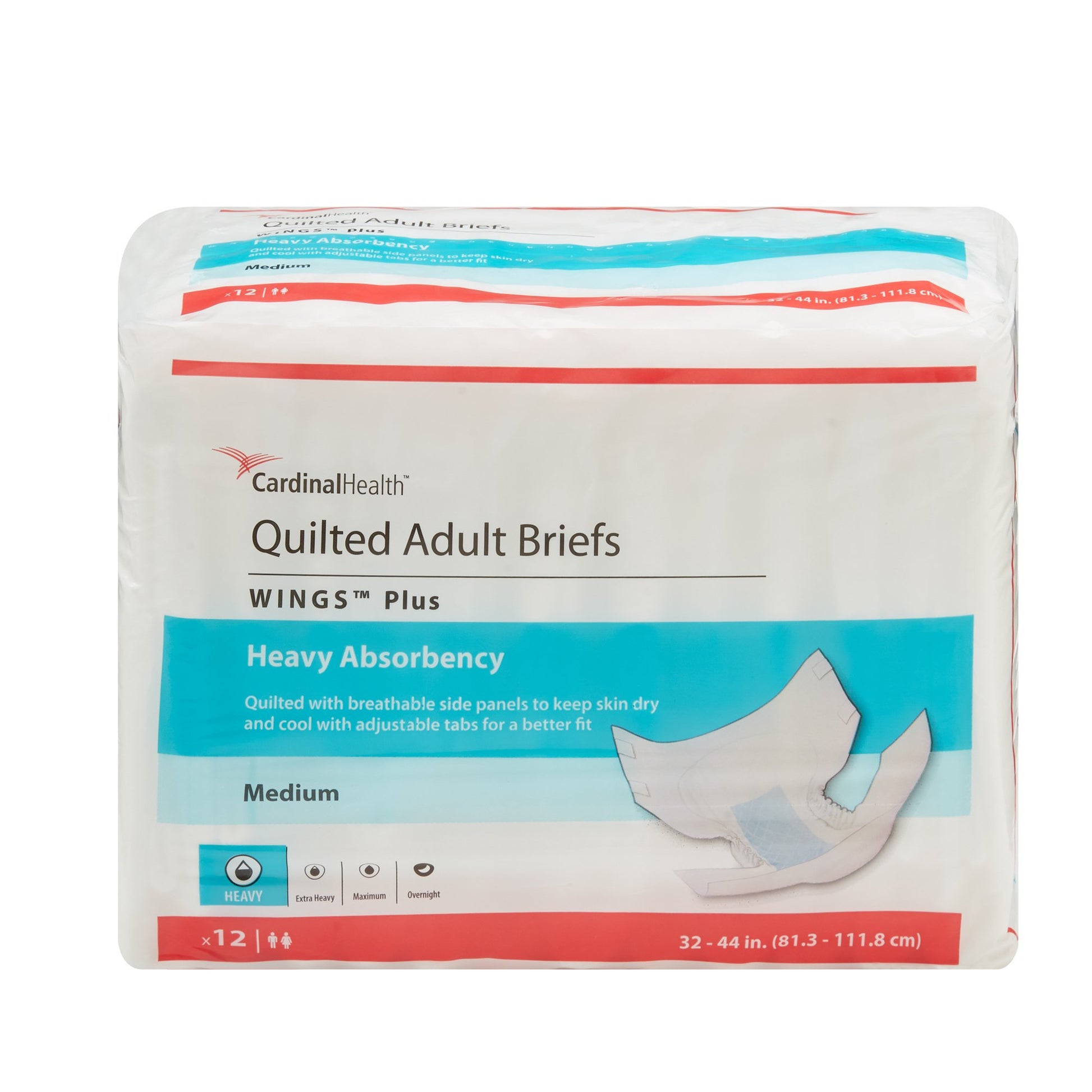 Wings™ Plus Quilted Adult Unisex Disposable Incontinence Brief, Heavy Absorbency