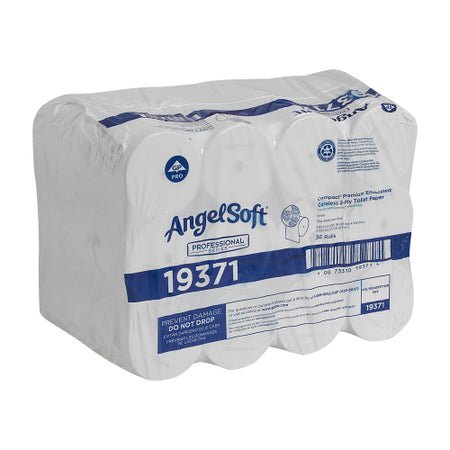 Angel Soft Professional Series Compact® 3-4/5 x 4-1/20 Inch Coreless 2-Ply Premium Embossed Toilet Paper, White (19371)