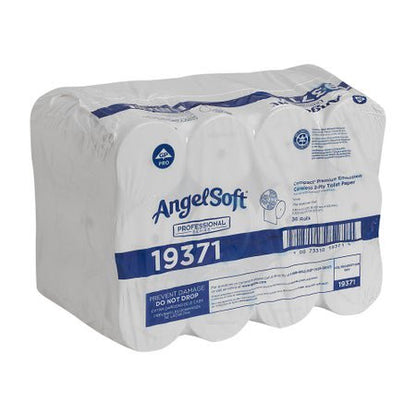 Angel Soft Professional Series Compact® 3-4/5 x 4-1/20 Inch Coreless 2-Ply Premium Embossed Toilet Paper, White (19371)