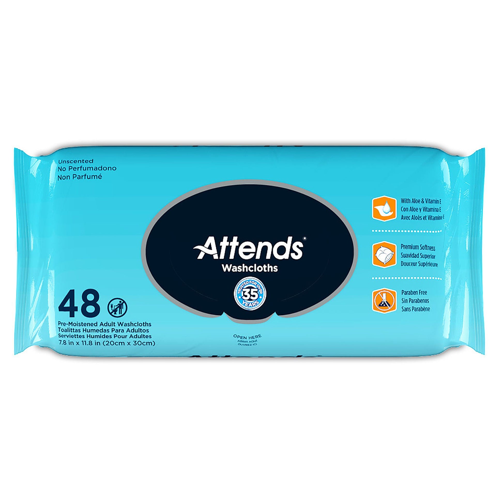 Attends® Aloe Personal Cleansing Wipes - Soft Pack, Unscented (WCU48)