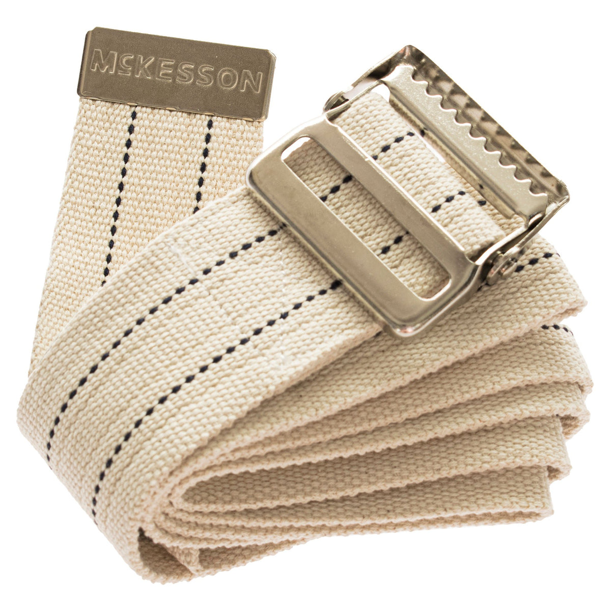 McKesson 60" x 2" Polyester Gait Belt - Metal Drop Jaw Buckle, White (855)