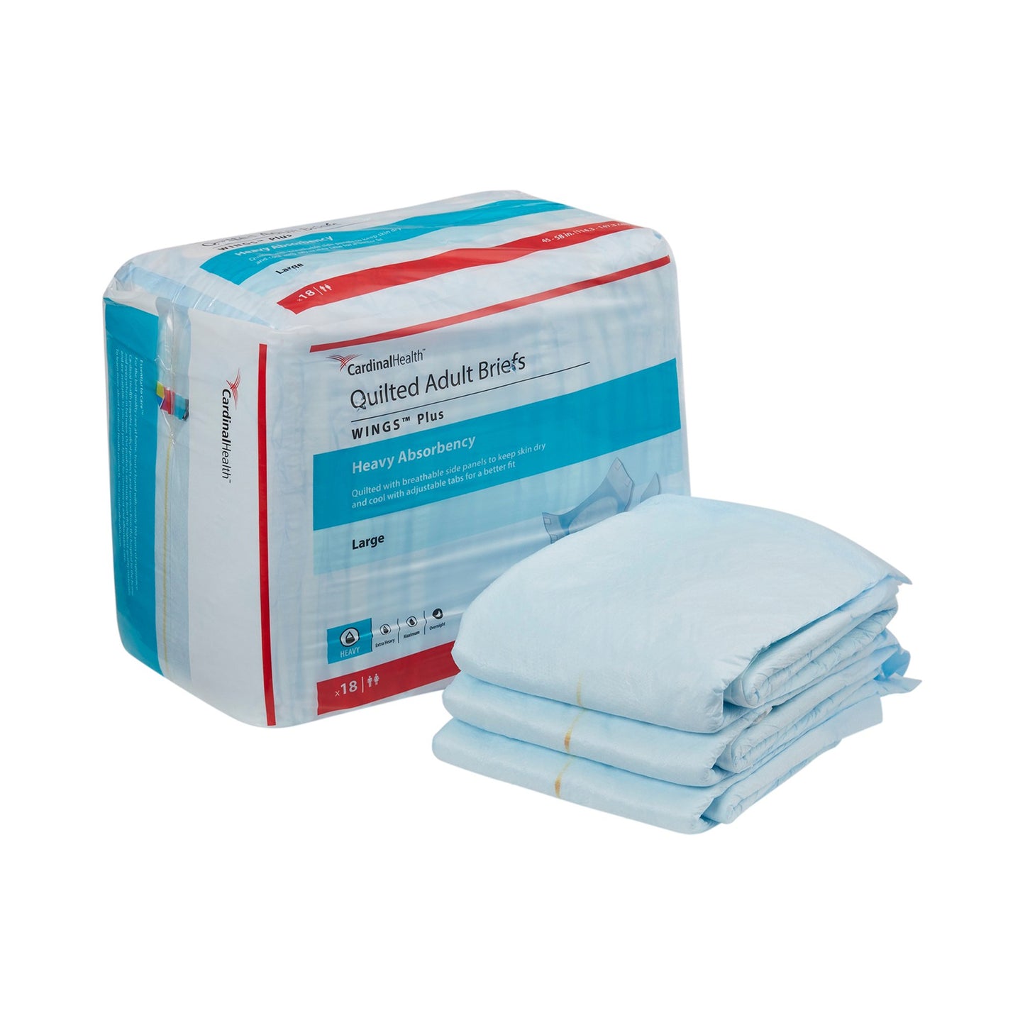 Wings™ Plus Quilted Adult Unisex Disposable Incontinence Brief, Heavy Absorbency