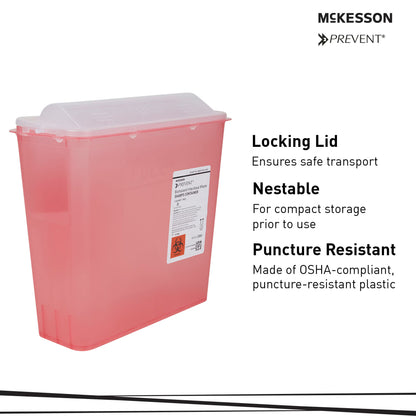 McKesson Prevent® 1.25 Gallon Translucent Red Base Sharps Container (2262)