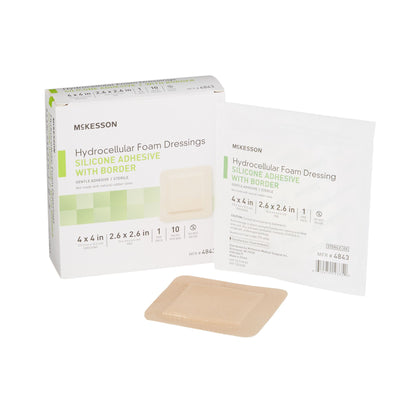 McKesson 4 x 4 Inch Sterile 5-Layer Foam Dressing w/ Border Film Backing Silicone Gel Adhesive Square (4843)