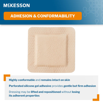 McKesson 4 x 4 Inch Sterile 5-Layer Foam Dressing w/ Border Film Backing Silicone Gel Adhesive Square (4843)