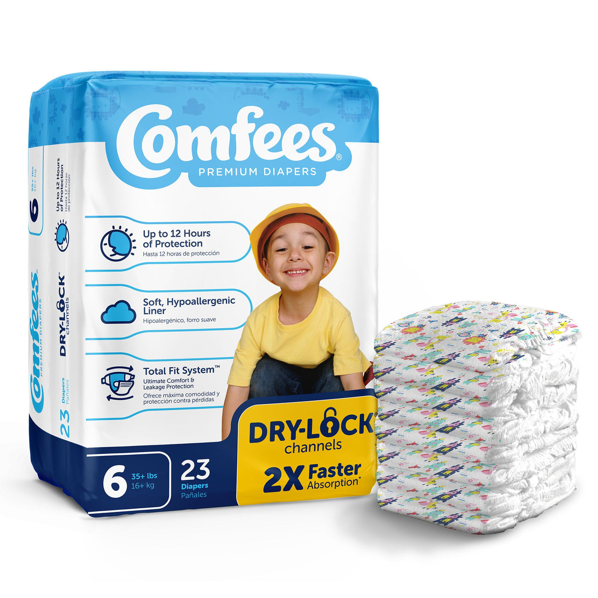 Comfees® Disposable Unisex Baby Diaper, Moderate Absorbency