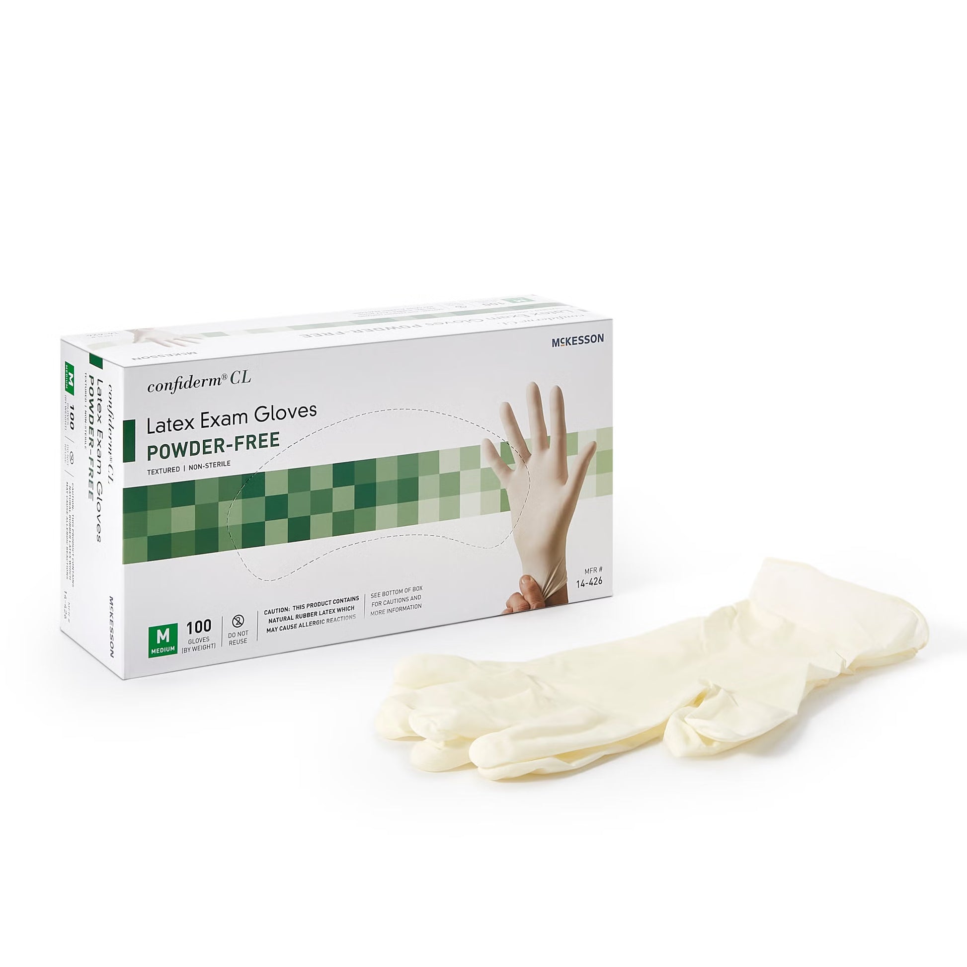 McKesson Confiderm® CL 9.4 Inch Latex Exam Gloves (14-426)