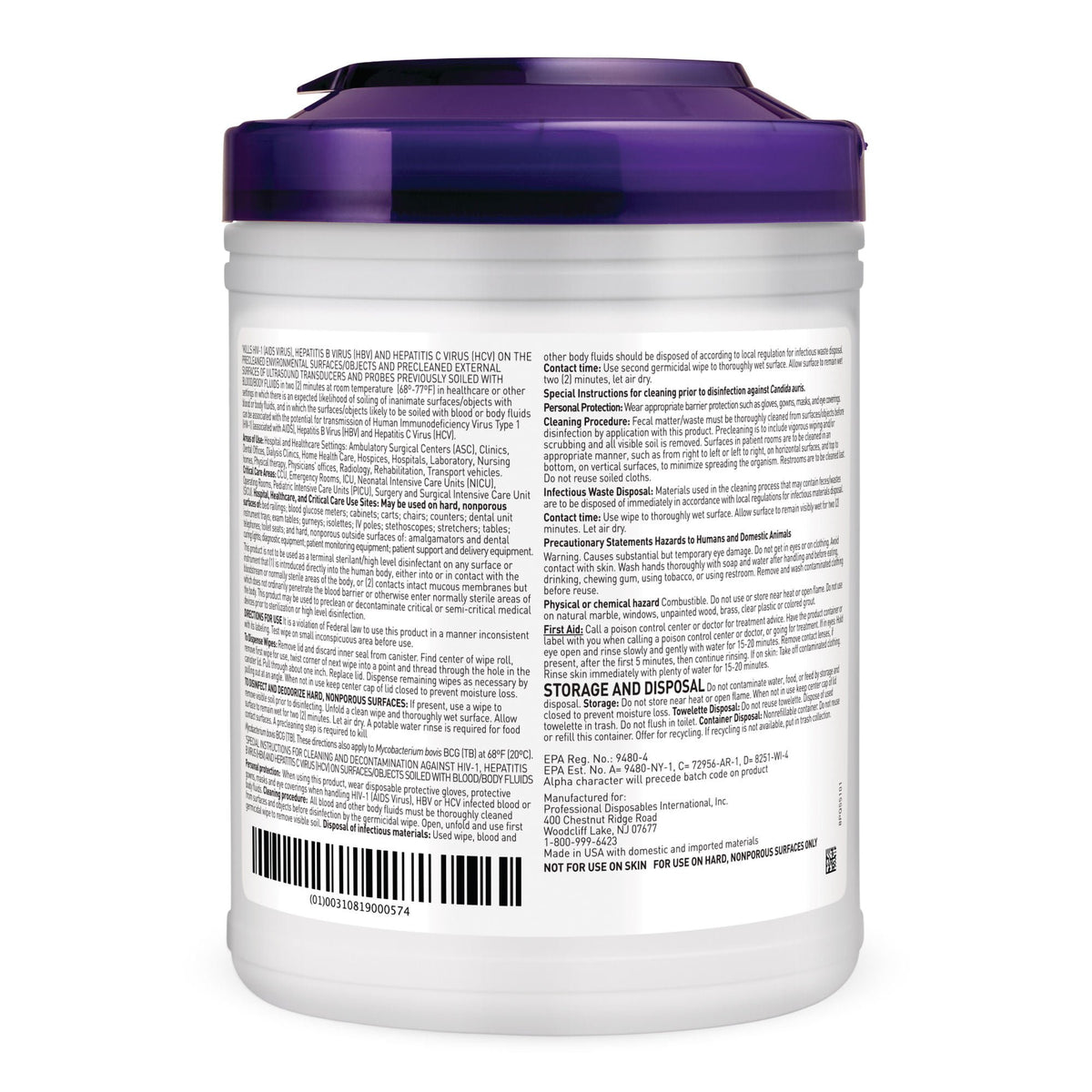 Super Sani-Cloth® 6 x 6-3/4 Inch Premoistened Germicidal Disposable Wipe - Large Canister (Q55172)