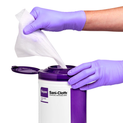 Super Sani-Cloth® 6 x 6-3/4 Inch Premoistened Germicidal Disposable Wipe - Large Canister (Q55172)