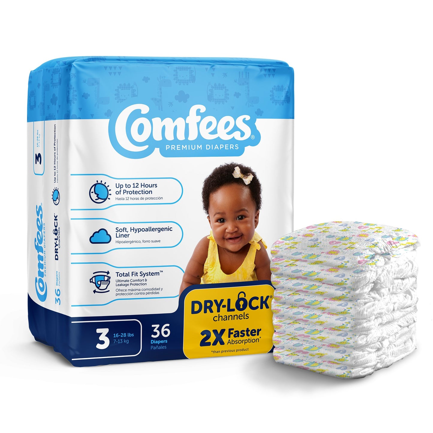 Comfees® Disposable Unisex Baby Diaper, Moderate Absorbency