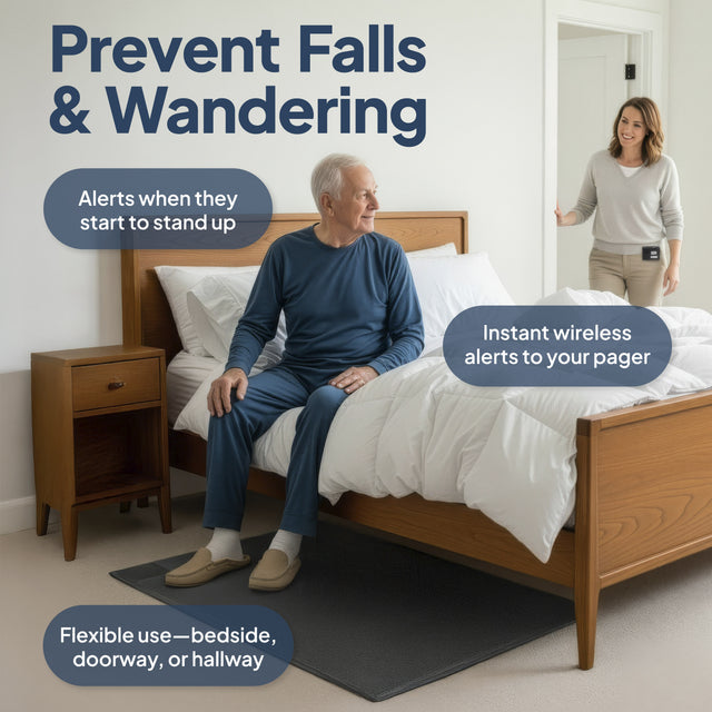 Smart Caregiver Bedside Floor Mat Alarm with Caregiver Pager (WPFM7-SYS)