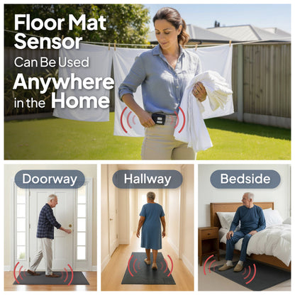 Smart Caregiver Bedside Floor Mat Alarm with Caregiver Pager (WPFM7-SYS)