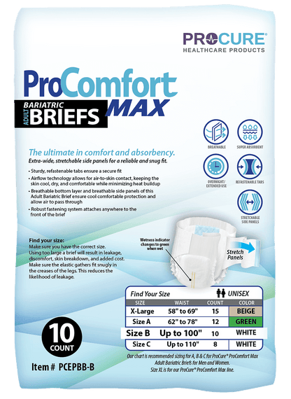 ProComfortMax Adult Disposable Unisex Extra Protective Bariatric Briefs, Heavy Absorbency