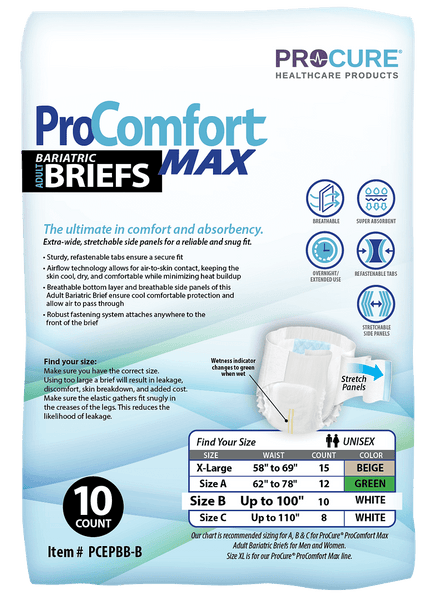 ProComfortMax Adult Disposable Unisex Extra Protective Bariatric Briefs, Heavy Absorbency